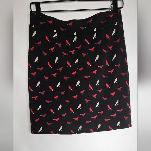 Vivienne Tam Women’s Skirt Sz 2 Black Red Tan Bird Print Mini Designer Casual - Picture 1 of 8